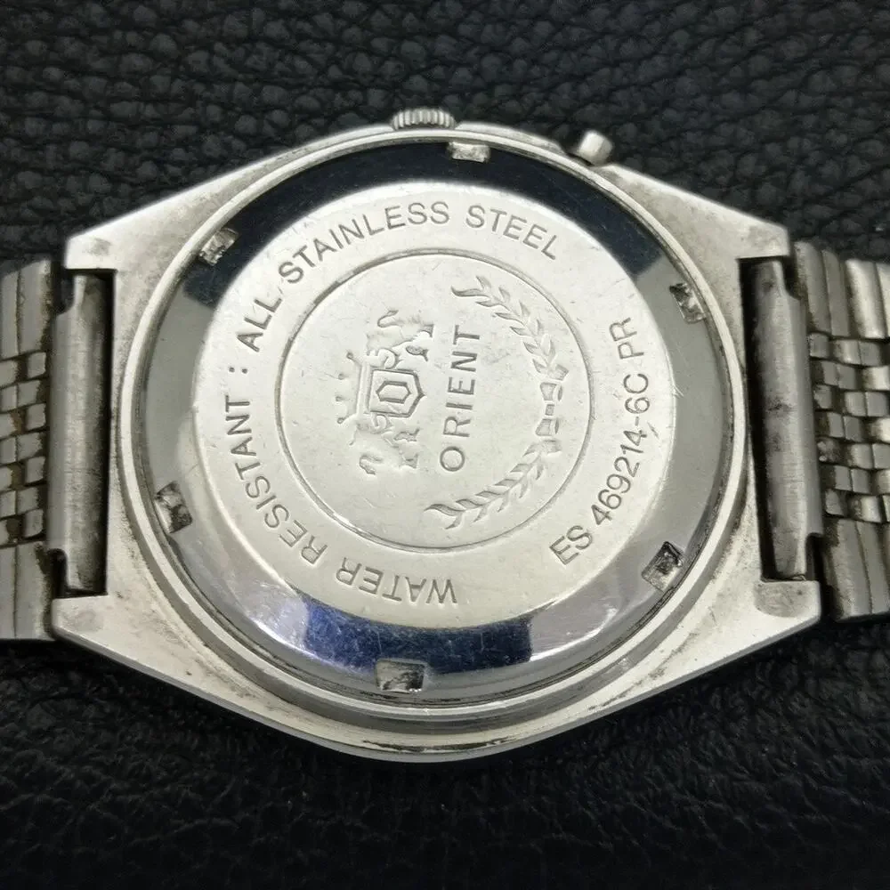 Vintage 1989 Square Orient Automatic Mens Silver Watch W/daydate